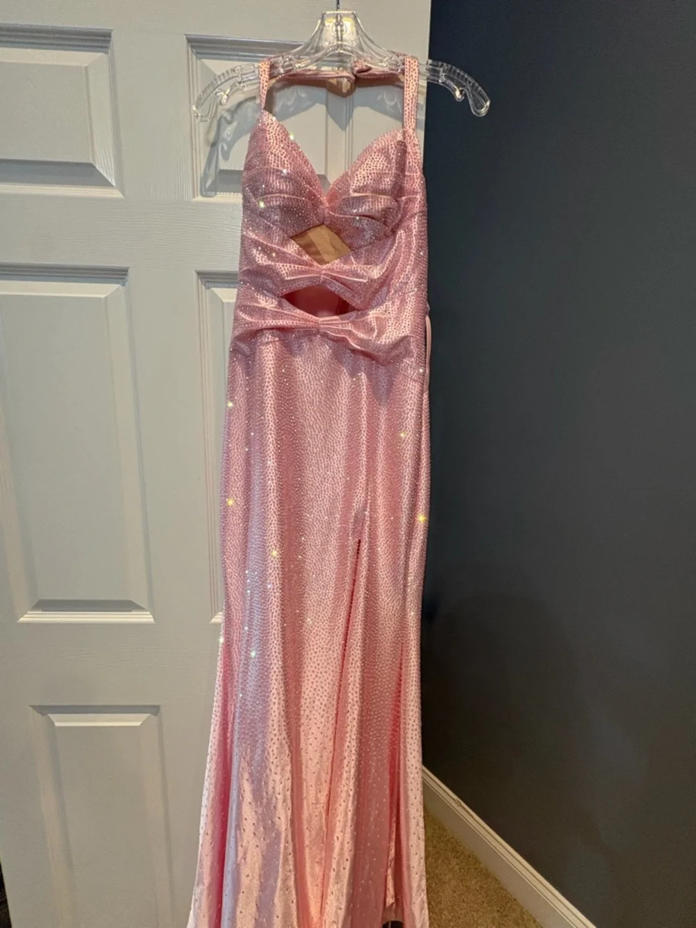 Sherri Hill Pink Sequin Cutout Prom Dress - Picture 2 of 3